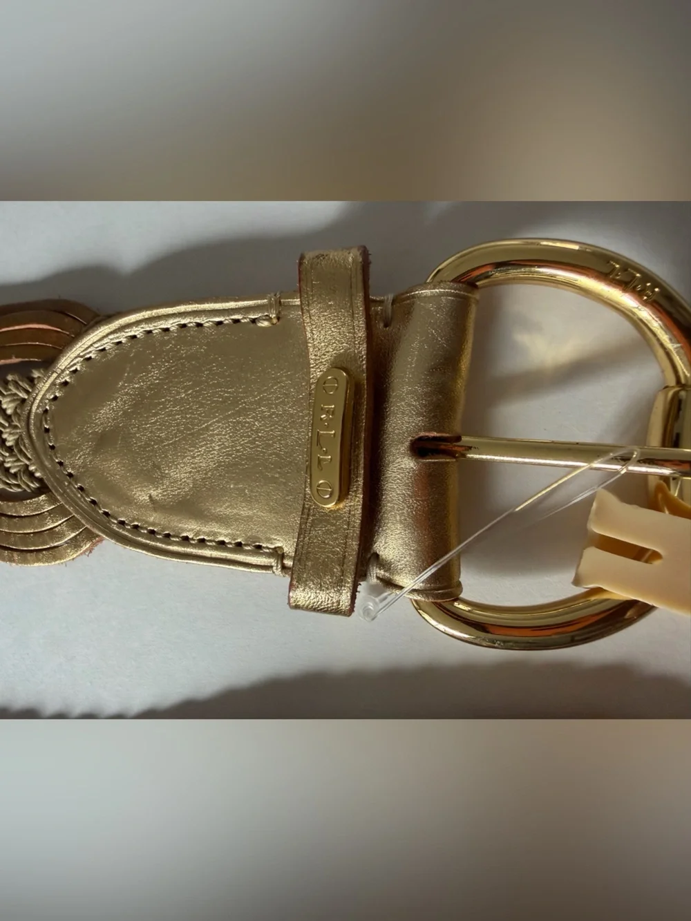 Ralph Lauren Braided Metallic Gold and Brown 100% Leather Belt